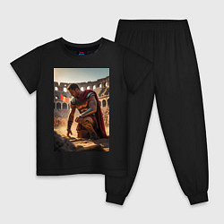 Пижама хлопковая детская Спартак в Колизее, цвет: черный