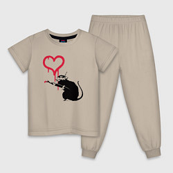 Пижама хлопковая детская Rat heart, цвет: миндальный