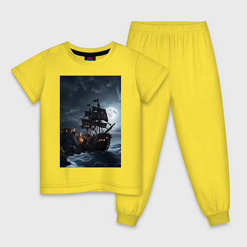 Детская пижама Пиратский корабль в шторм / Желтый – фото 1