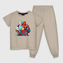Пижама хлопковая детская Spider-Man is Rick and Mortys friend, цвет: миндальный