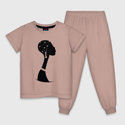Пижама хлопковая детская Woman Africa, цвет: пыльно-розовый