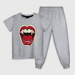 Пижама хлопковая детская Клыки вампира, цвет: меланж
