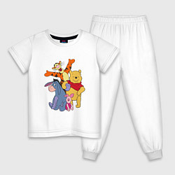 Пижама хлопковая детская Винни-Пух и друзья, цвет: белый