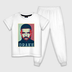 Пижама хлопковая детская Drake, цвет: белый