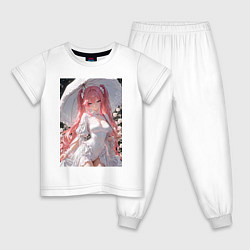 Пижама хлопковая детская Принцесса сидит под зонтиком, цвет: белый
