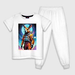 Пижама хлопковая детская Кенгуру бравый космонавт - нейроарт, цвет: белый