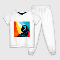 Пижама хлопковая детская Вейдер акварель, цвет: белый