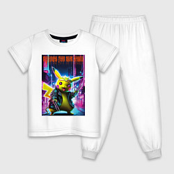 Пижама хлопковая детская A nightmare from neon streets - Pikachu, цвет: белый
