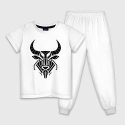 Пижама хлопковая детская Телец киберпанк, цвет: белый