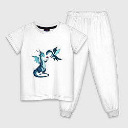 Пижама хлопковая детская Драконья романтика, цвет: белый