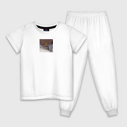 Пижама хлопковая детская Brimstone cat meme Valorant, цвет: белый