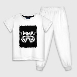 Пижама хлопковая детская Сила кулаков ММА, цвет: белый