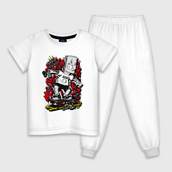Пижама хлопковая детская Барт с татуировками, цвет: белый