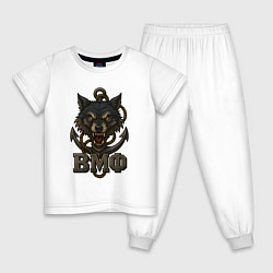 Пижама хлопковая детская ВМФ волк, цвет: белый