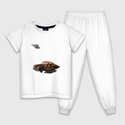 Пижама хлопковая детская Летающая машина, ретрофутуризм, цвет: белый