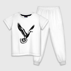 Пижама хлопковая детская Полет чайки, цвет: белый