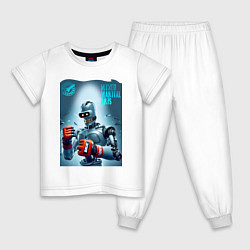 Пижама хлопковая детская Bender bending robot - mixed martial artist, цвет: белый