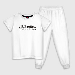 Пижама хлопковая детская Авто эволюция, цвет: белый