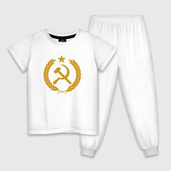 Пижама хлопковая детская Герб - СССР, цвет: белый