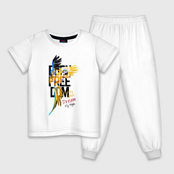 Пижама хлопковая детская Свободный попугай, цвет: белый