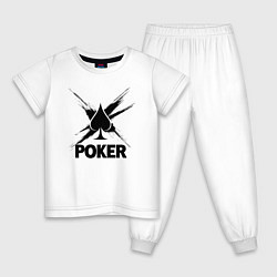 Пижама хлопковая детская Покер пики с брызгами, цвет: белый