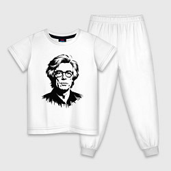 Пижама хлопковая детская Энди Уорхол черный портрет, цвет: белый