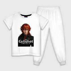 Пижама хлопковая детская Дилюк Геншин Импакт, цвет: белый