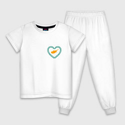 Пижама хлопковая детская Кипр в сердечке, цвет: белый