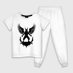 Пижама хлопковая детская Черный лис Сургута с крыльями, цвет: белый