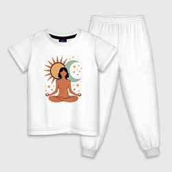 Пижама хлопковая детская Yoga girl, цвет: белый