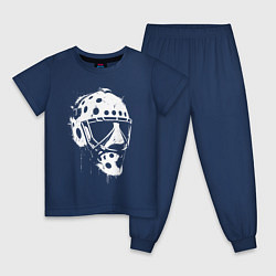 Пижама хлопковая детская Белая хоккейная маска, цвет: тёмно-синий