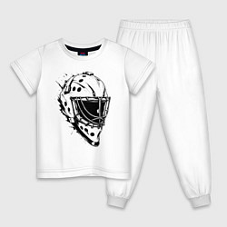 Пижама хлопковая детская Черная вратарская маска, цвет: белый