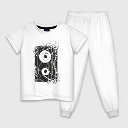 Пижама хлопковая детская Кассета, цвет: белый