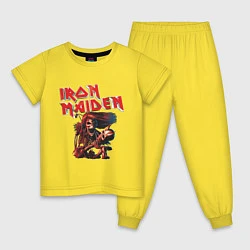 Пижама хлопковая детская Iron Maiden, цвет: желтый