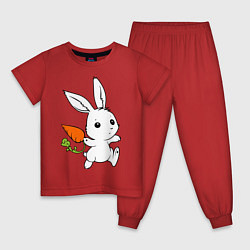 Пижама хлопковая детская Зайка с морковкой, цвет: красный