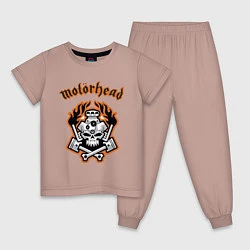 Пижама хлопковая детская Motorhead, цвет: пыльно-розовый