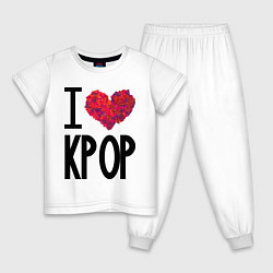Пижама хлопковая детская I love kpop, цвет: белый