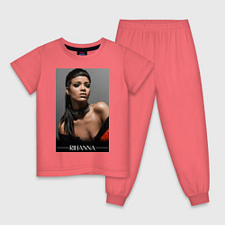Пижама хлопковая детская Rihanna: portrait цвета коралловый — фото 1
