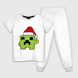Пижама хлопковая детская Minecraft: New Year, цвет: белый