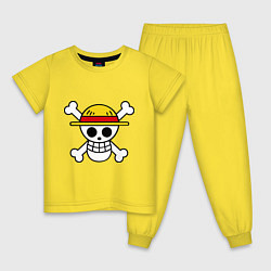 Пижама хлопковая детская Флаг Луффи, цвет: желтый