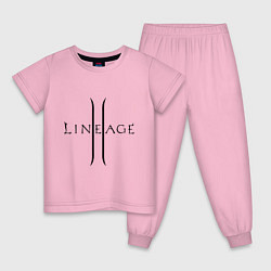 Пижама хлопковая детская Lineage logo, цвет: светло-розовый