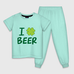 Пижама хлопковая детская Love beer, цвет: мятный