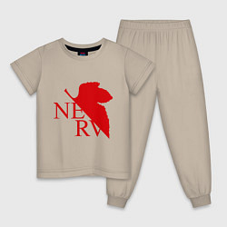 Пижама хлопковая детская Евангелион NERV, цвет: миндальный