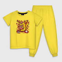Пижама хлопковая детская Пикачу зомби, цвет: желтый