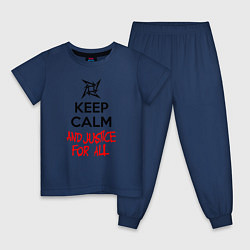 Пижама хлопковая детская Keep Calm & Justice For All, цвет: тёмно-синий