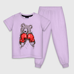 Пижама хлопковая детская Bear Boxing, цвет: лаванда