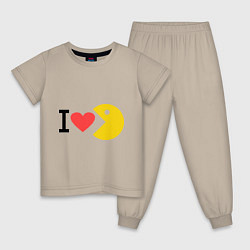 Пижама хлопковая детская I love Packman, цвет: миндальный