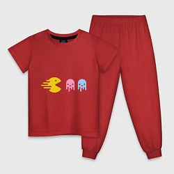Пижама хлопковая детская Pac-Man: Fast Eat, цвет: красный