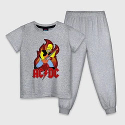 Пижама хлопковая детская AC/DC Homer, цвет: меланж