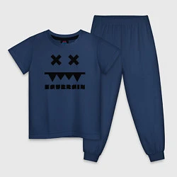 Пижама хлопковая детская Eatbrain Logo, цвет: тёмно-синий